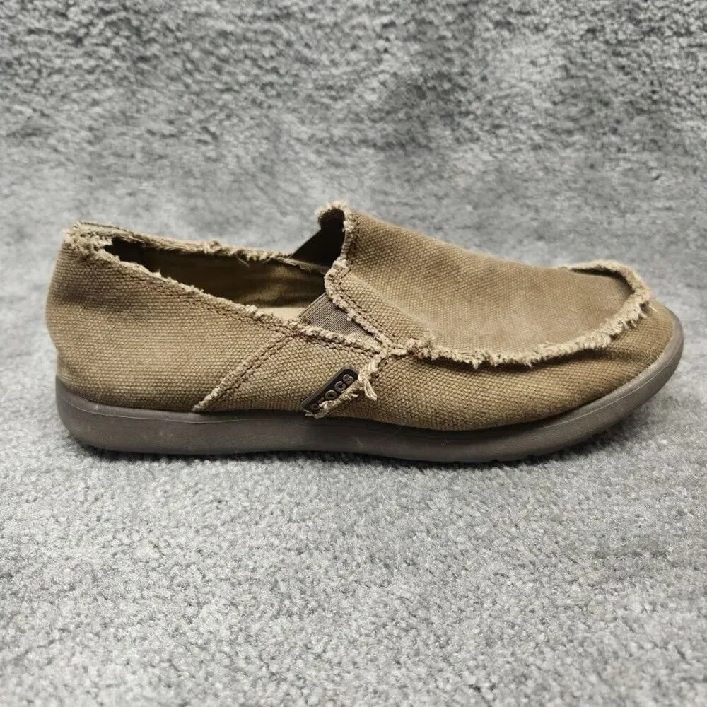Crocs Santa Cruz Khaki Slip On Canvas Loafers Mens Size 7 Beige